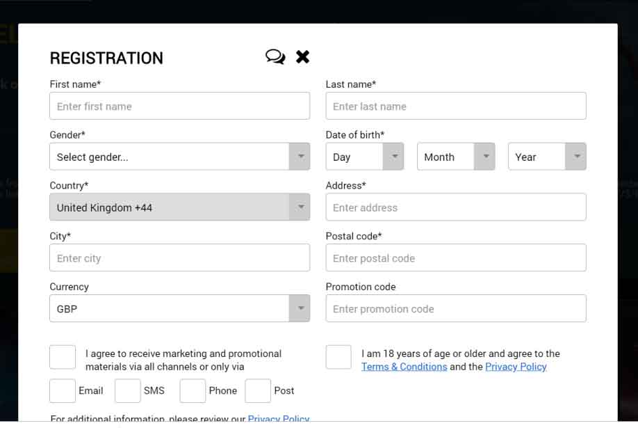 Swishbet Personal Details Form