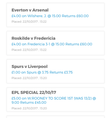 Random bets placed on Bookee