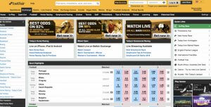 Screenshot of Betfair Web View