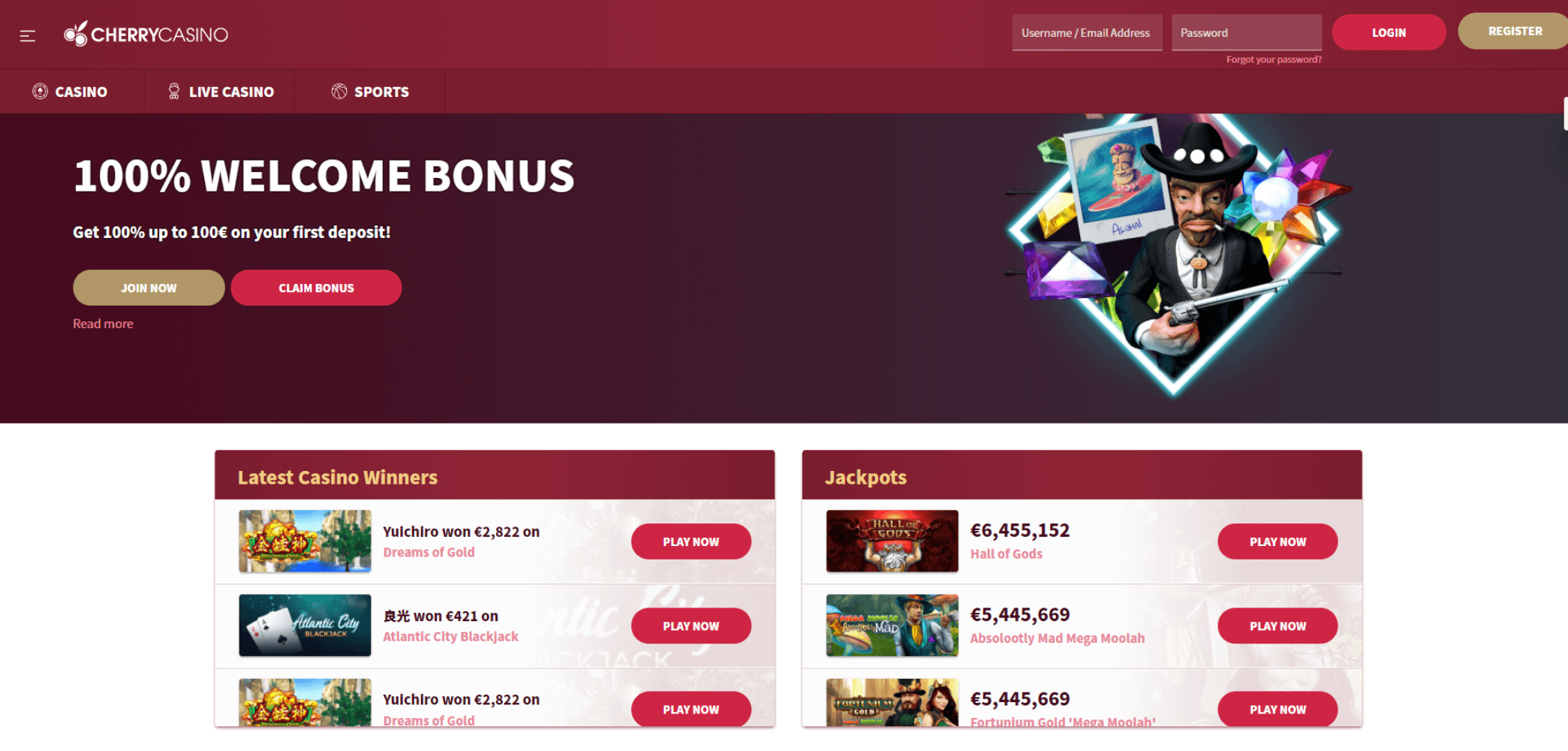 официальный сайт CHERRY Casino $10