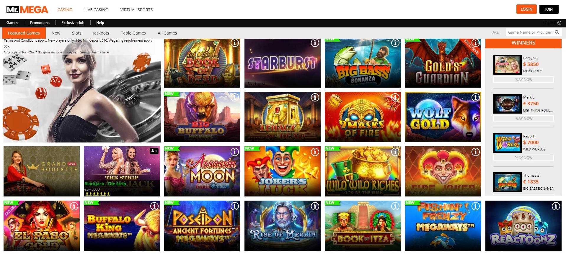 Mr Mega Casino Games