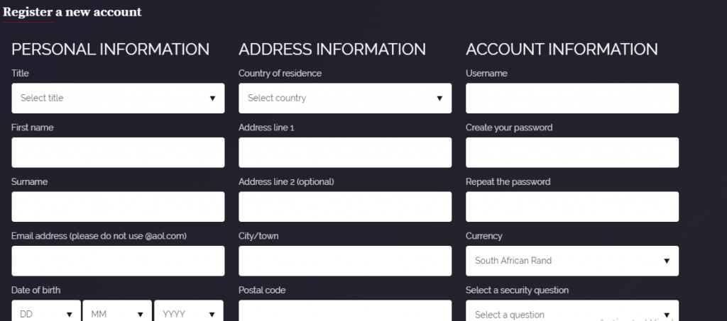 Jetbull Registration Form To fill in